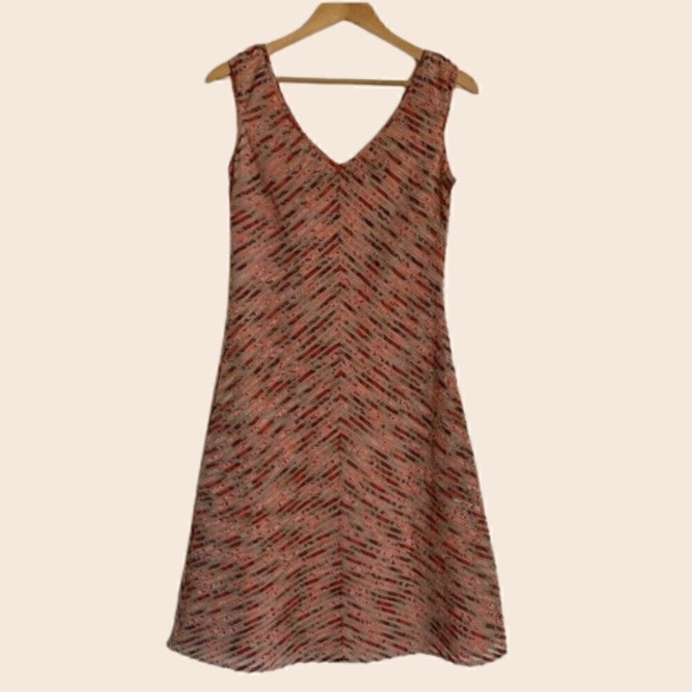 Adolfo Rodriguez Pink And Olive Sleeveless Dress